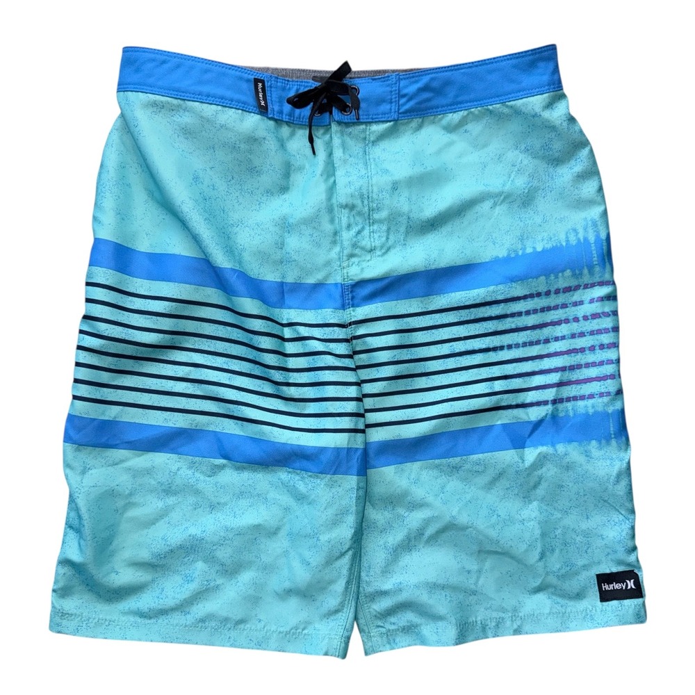Hurley Boys Size 20 30 Blue Board Shorts Unlined 10" Inseam NWT